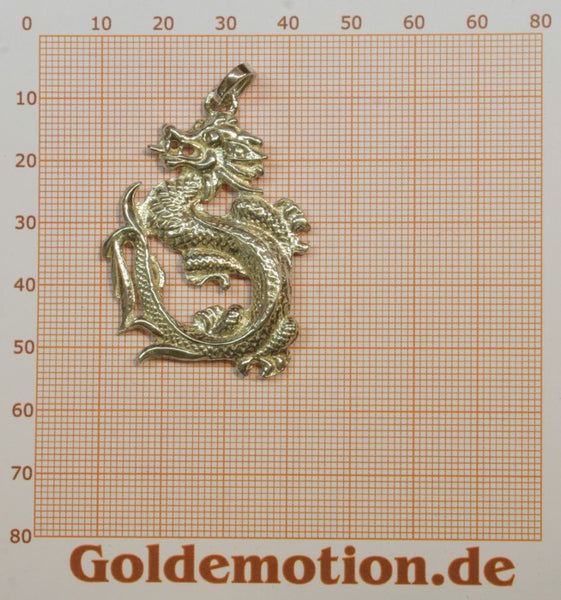 a011 Schmuck Schlüsselanhänger Drache Draco Tempestas - Glücksbringer - Schlüsselring mit Kette auch in Silber 925, Gold 333, Gold 585, Gold 750 oder Weißgold 585, Weißgold 750