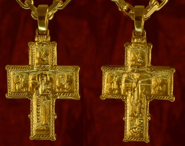 bl87 Schmuck Goldschmuck Mittelalter Kreuz Jesus Maria Relief- Gold 333, Gold 585, Gold 750