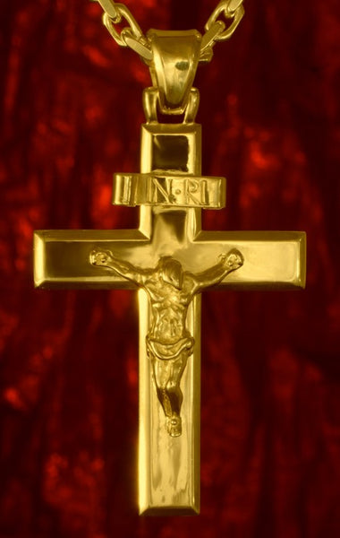 k104 Schmuck Goldschmuck Anhänger Jesus Kreuz INRI - Gold 333, Gold 585, Gold 750