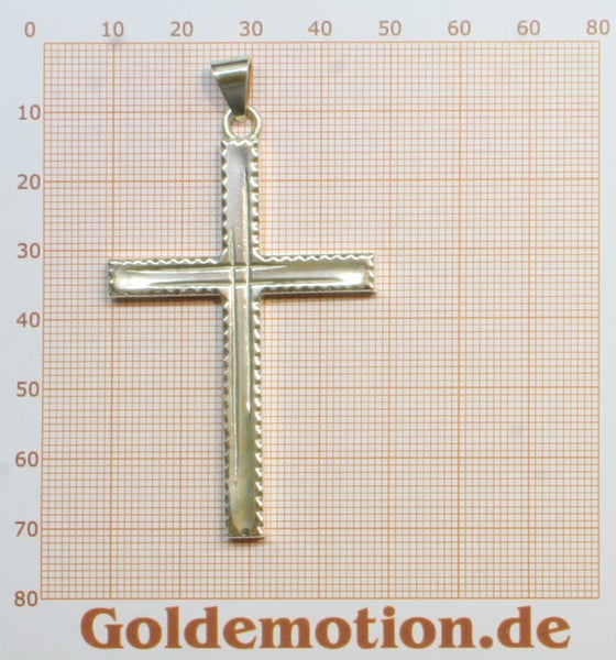 Anhänger Kreuz mit Doppel-Kreuz-Gravur groß