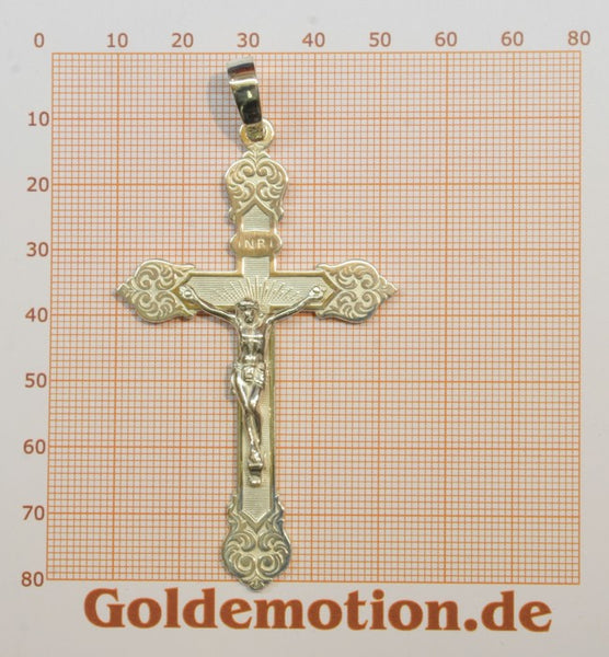 k127 Anhänger Kreuz Jesus INRI - Grösse auf Millimeterpapier