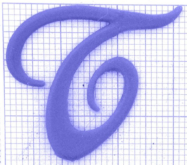 bu2a_0-3g Anhänger Buchstabe T - Foto Gussmodell in Wachs in den angegebenen Materialien erhältlich