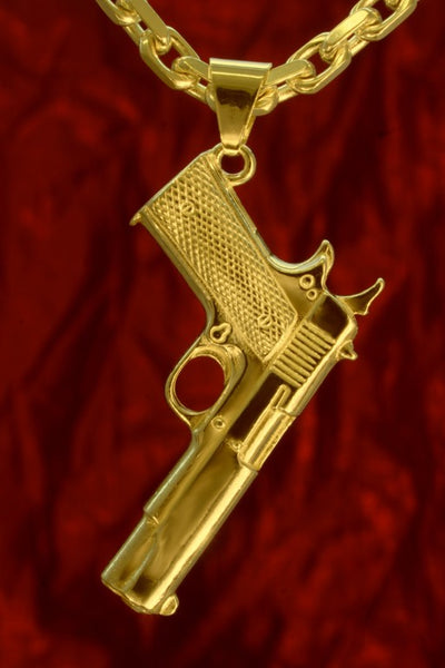 n43 Schmuck Goldschmuck Anhänger Pistole Automatik in Gold 333, Gold 585 und Gold 750