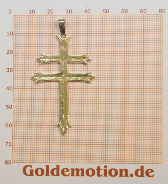 nr19 Anhänger Patriachenkreuz Erzbischofkreuz - Foto Grösse auf Millimeterpapier